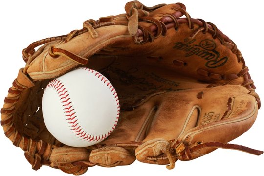 Baseball glove with a ball in it - isolated image