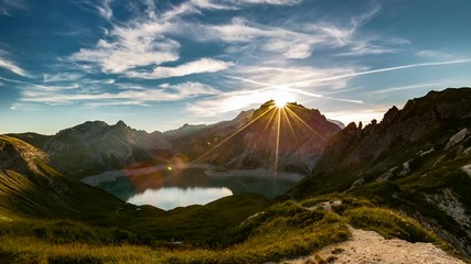 Mountain Sunset Timelapse at Luenersee, Austria