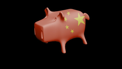 China flag Piggy Bank 3D render