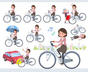 flat type Pink jacket Middle women_city cycle