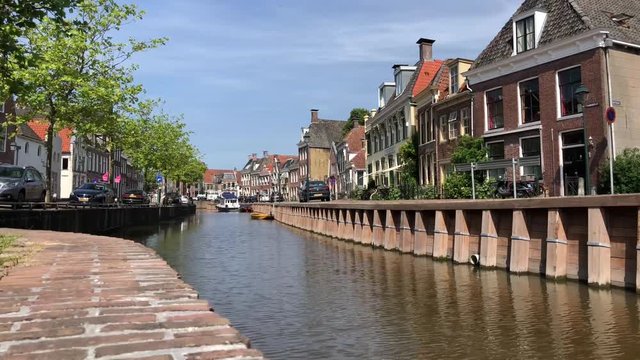 Canal in Harlingen, Friesland, The Netherlands