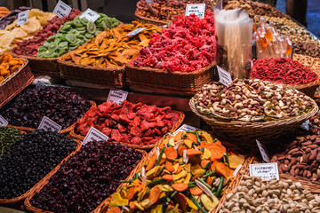 Assorted nuts in a market, Barcelona