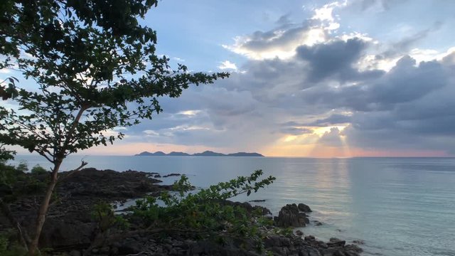 Cloudy sunset on Farang Beach in Koh Mook Thailand