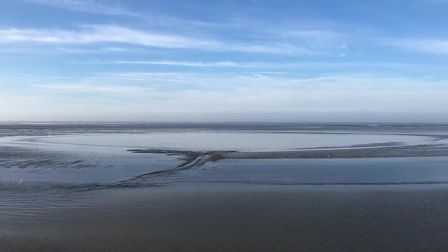 The Wadden Sea during low tide in Friesland The Netherlands
