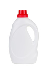 White plastic liquid detergent bottle isolated on white. With clipping path.