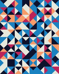 Triangular or square geometric abstract seamless pattern. Ornament texture or mosaic design backdrop tile template