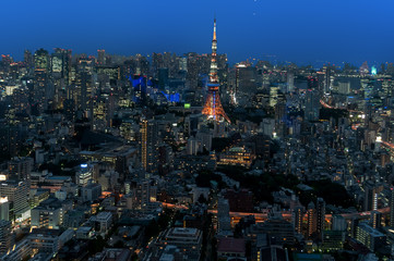 Vista nocturna de Tokyo, Japon