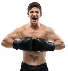 Man wearing boxing gloves
