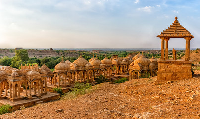 Fototapeta Royal cenotaphs in Bada Bagh in Jaisalmer, Rajasthan, India. obraz