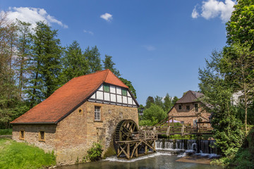 Fototapeta na wymiar Watermill in the historic city of Lemgo, Germany