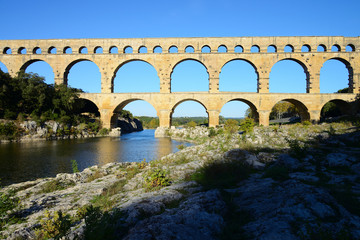 Obraz premium Pont du Gard is an old Roman aqueduct near Nimes in Southern France