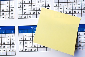 Blank Post It Note On Calendar Close-up