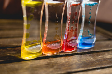 Toy with water and drops of oil colors.