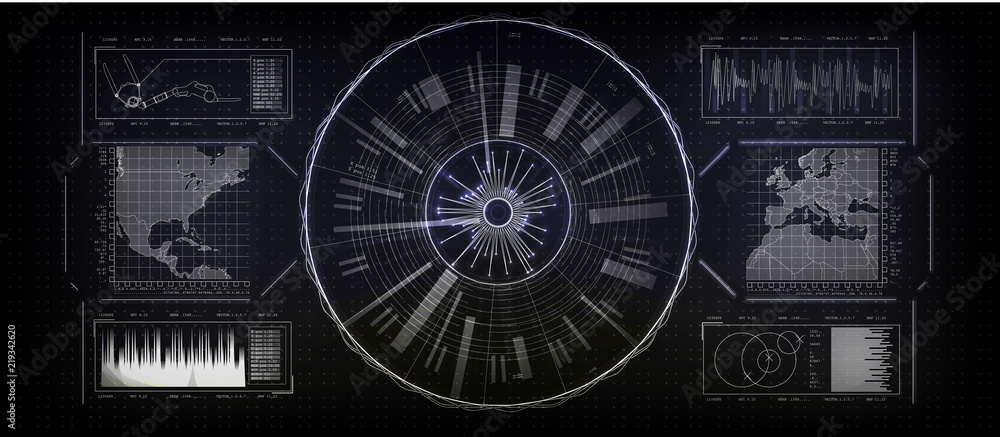 Poster hud head-up display. confrontation of the state on the map.
