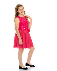 Elegant girl in a dress.