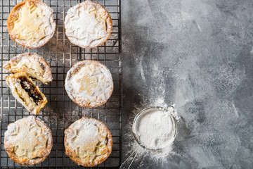 Mince pies filled with vine fruits, traditional christmas food