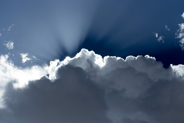 Beautiful beam of light and the clouds. The divine sky