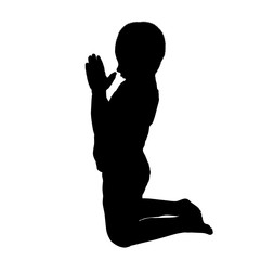 Vector silhouette of a boy who pray