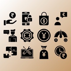 Yen, student and feedback related premium icon set