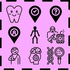 Simple 9 icon set of human related [iconsRandom:4] vector icons. Collection Illustration