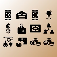 Wallet, strategy and smartphone related premium icon set