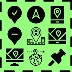Simple 9 icon set of location related [iconsRandom:4] vector icons. Collection Illustration