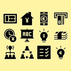 Teamwork, list and time is money related premium icon set