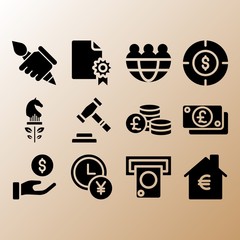 Team, certificate and time is money related premium icon set