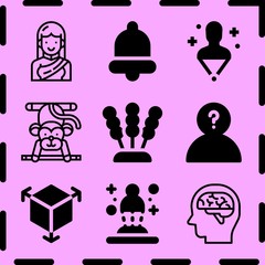 Simple 9 icon set of art related brain, hologram, question and hologram vector icons. Collection Illustration