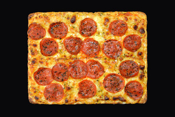 pizza pepperoni cuadrada rectangular