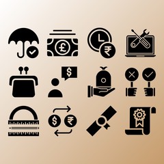 User, exchange and purse related premium icon set