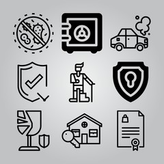 Simple 9 icon set of insurance related [iconsRandom:4] vector icons. Collection Illustration