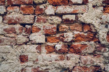 Background of crack old brick wall texture