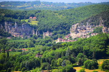Fototapeta na wymiar Panoramic view of the Dordogne River from the medieval village of Domme in southwestern France
