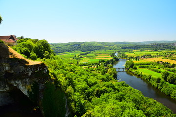 Fototapeta na wymiar Panoramic view of the Dordogne River from the medieval village of Domme in southwestern France
