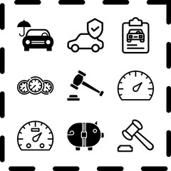 Simple 9 icon set of finance related dashboard, dashboard, dashboard and piggy bank vector icons. Collection Illustration