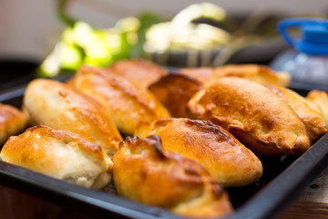 Uzbek national delicious SAMSA. Preparation of fresh