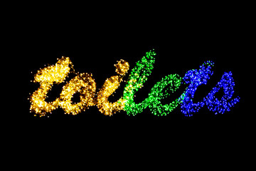 Bright neon toilets sign lit up at night 