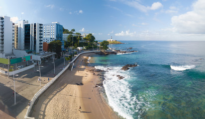 Aerial view of Barra beach in Salvador Bahia