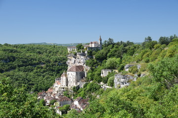 Fototapeta na wymiar The hilltop village and pilgrimage site of Rocamadour in the Lot River Valley of France