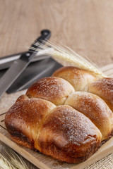 Brazilian Homemade bread on top of a wooden countertop
