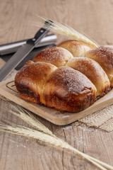 Brazilian Homemade bread on top of a wooden countertop