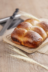 Brazilian Homemade bread on top of a wooden countertop