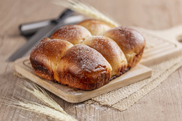 Brazilian Homemade bread on top of a wooden countertop