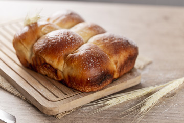 Brazilian Homemade bread on top of a wooden countertop