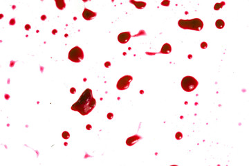 drop of blood on white background
