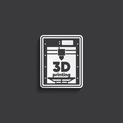 3d printing, 3d machine icon