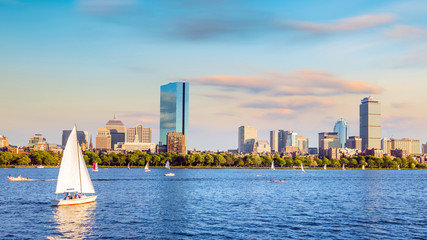 View of Boston Skyline in summer afternoon