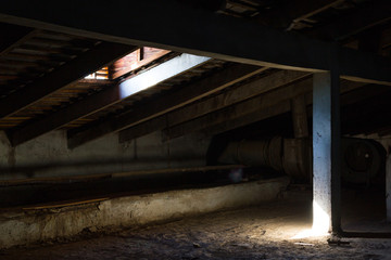 roof, wooden beams in old loft / roof before construction