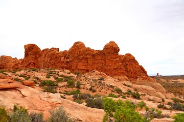 Fototapeta na wymiar Beautiful landscape in natural colors at Arches National Park in Utah, USA